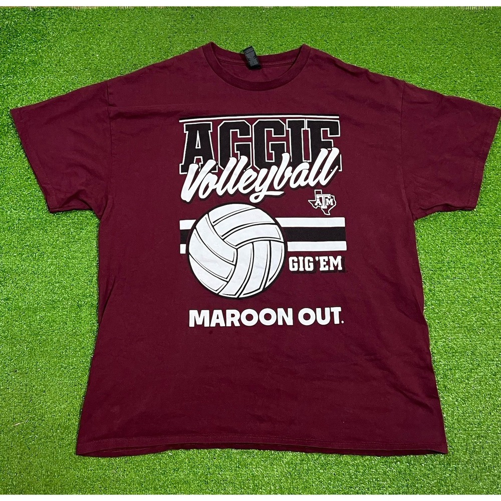 Retro Texas A&M Volleyball Shirt XL Aggie Maroon Out